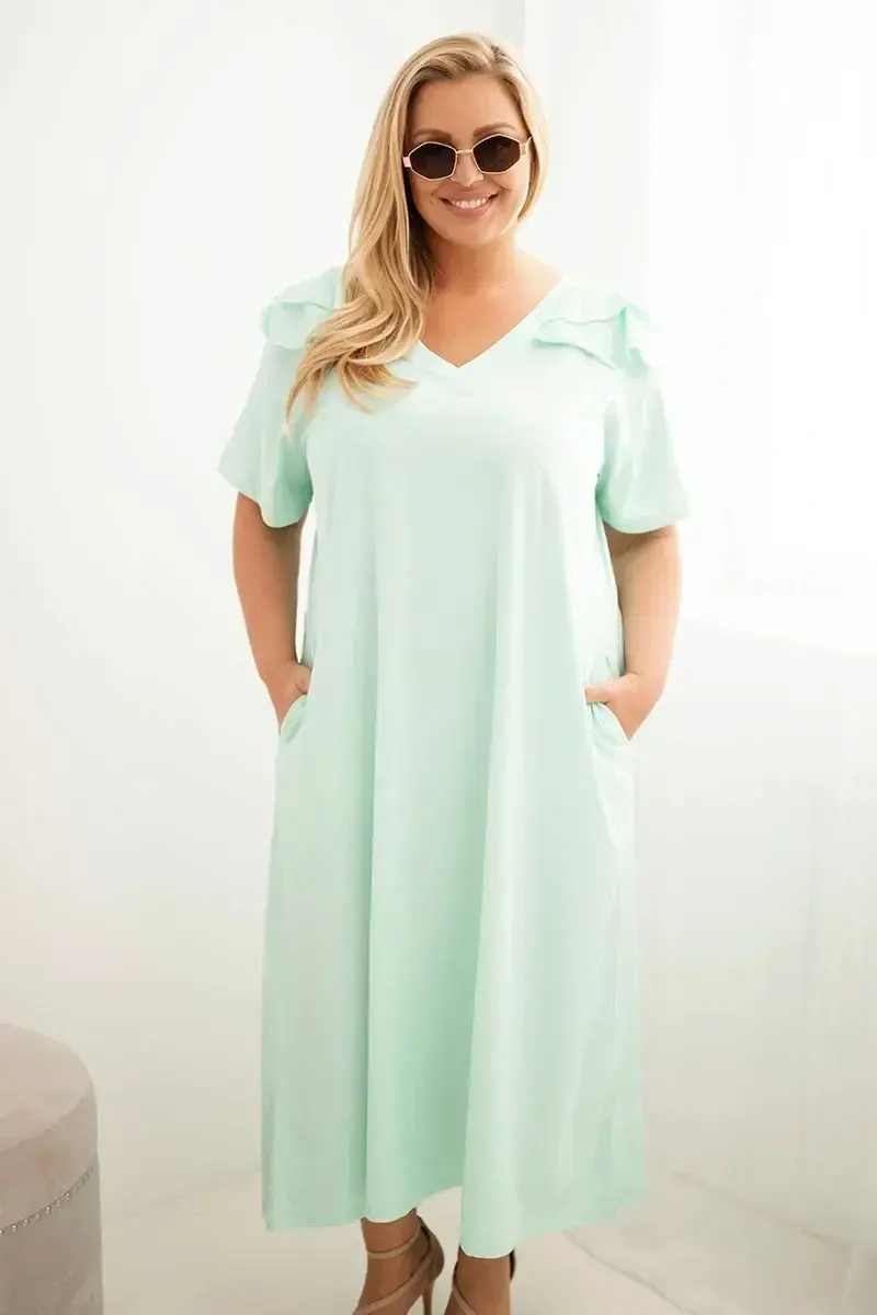 Dámske Plus Size šaty s volánmi na ramenách