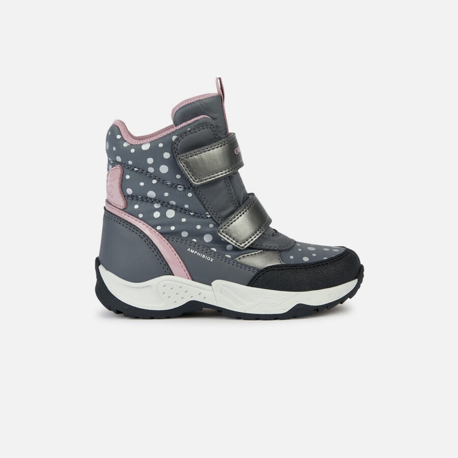 Dark Grey Girls' Ankle Boots Geox Sentiero B Ab - Girls