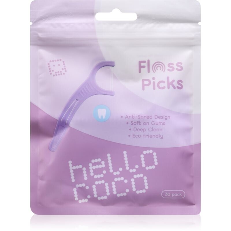hello coco Floss Picks dentálné špáratka s niťou 30 ks