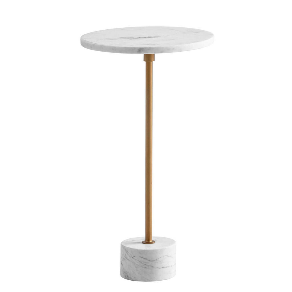 Livetastic PRÍRUČNÝ STOLÍK, biela, zlatá, kameň, 30/30/55,5 cm