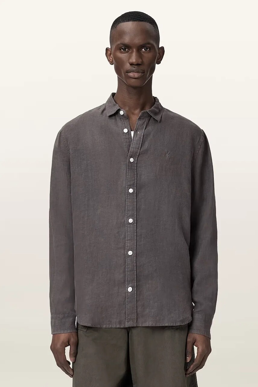 AllSaints košeľa pánska ľanová LOOM