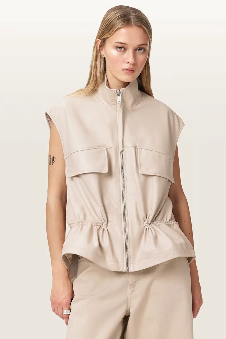 AllSaints vesta dámska kožená FLOR