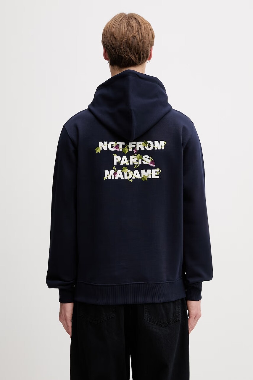 Drôle de Monsieur mikina s kapucňou pánska bavlnená Vine Embroidered Slogan