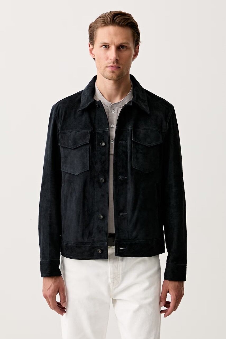 Rag & Bone prechodná bunda pánska semišová