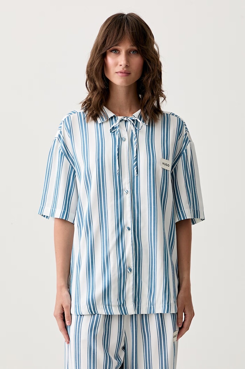 HUGO nočná košeľa dámska z viskózy RESORT SL-SHIRT