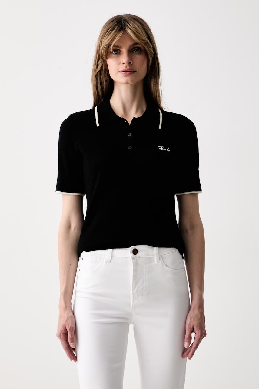 Karl Lagerfeld úpletové polo tričko dámske vlnené