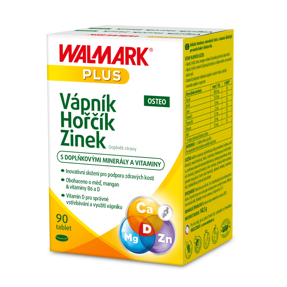 WALMARK Vápnik Horčík Zinok Osteo 90 tabliet, poškodený obal