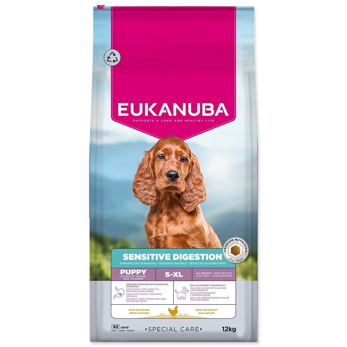 Eukanuba Special Care Sensitive Digestion Puppy s kuracím a morčacím - 12 kg