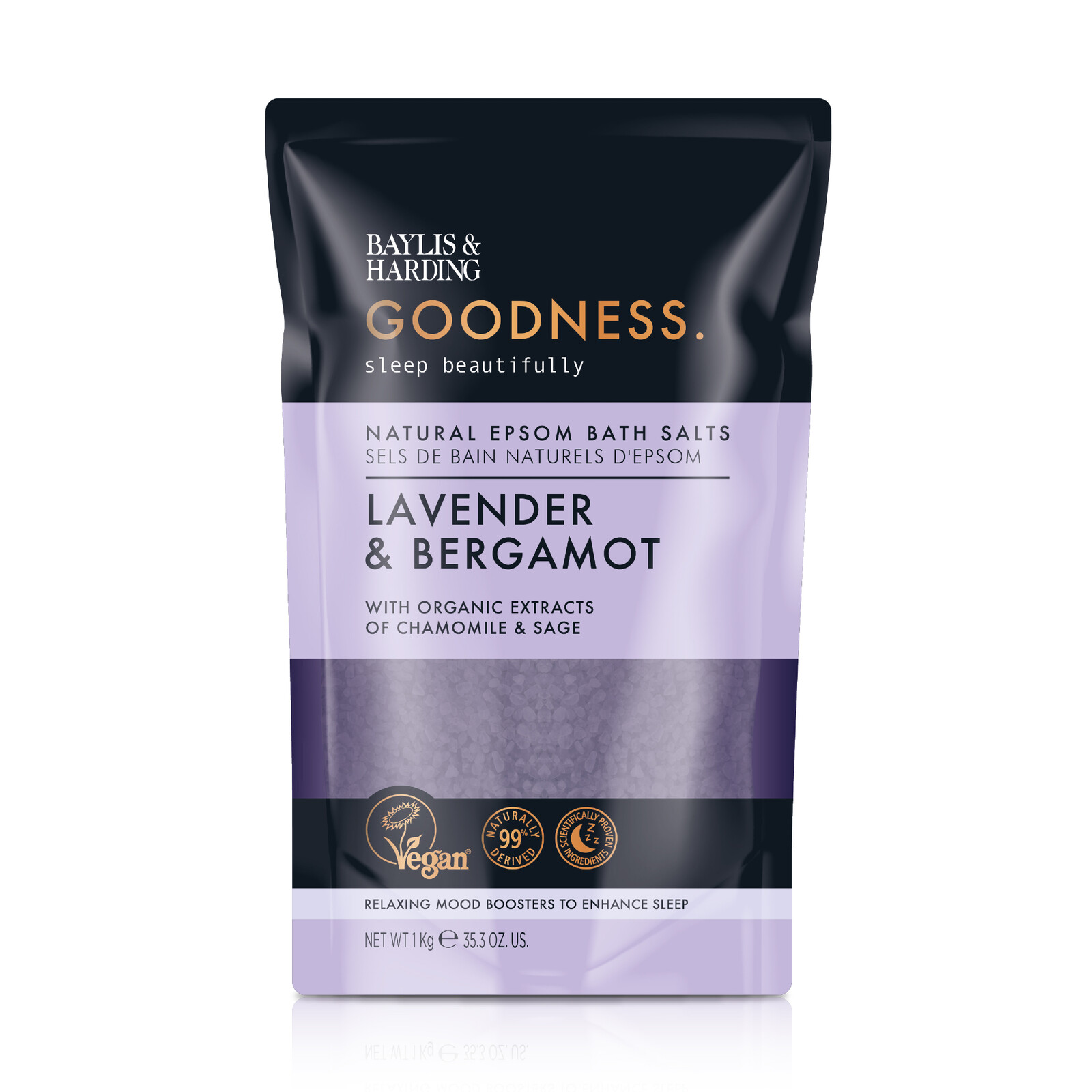 Baylis & Harding Soľ do kúpeľa Goodness Sleep Levanduľa & Bergamot Bath Salts 1000 g