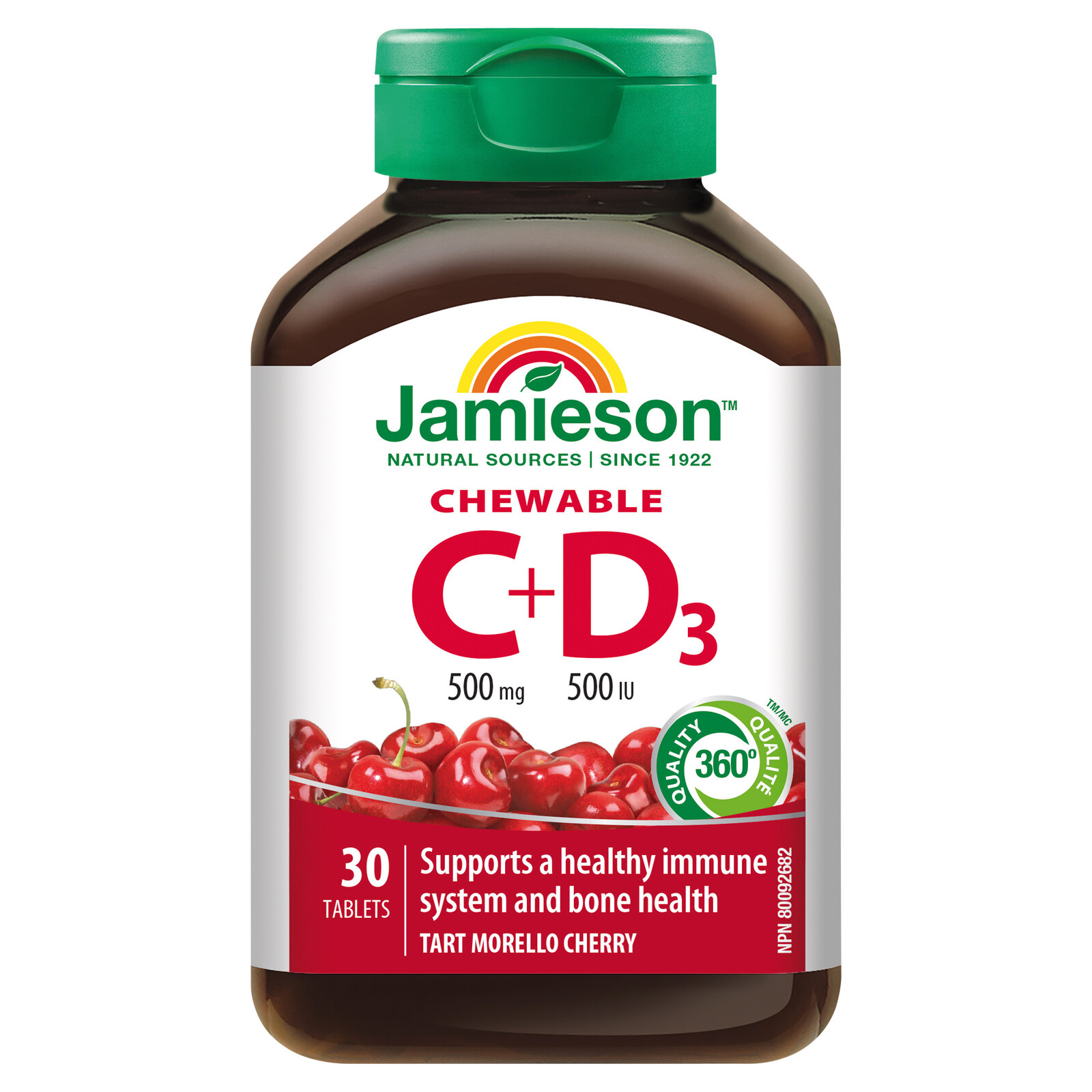 Jamieson Vitamíny C a D3 500 mg/500 IU - Višňa 30 tabliet