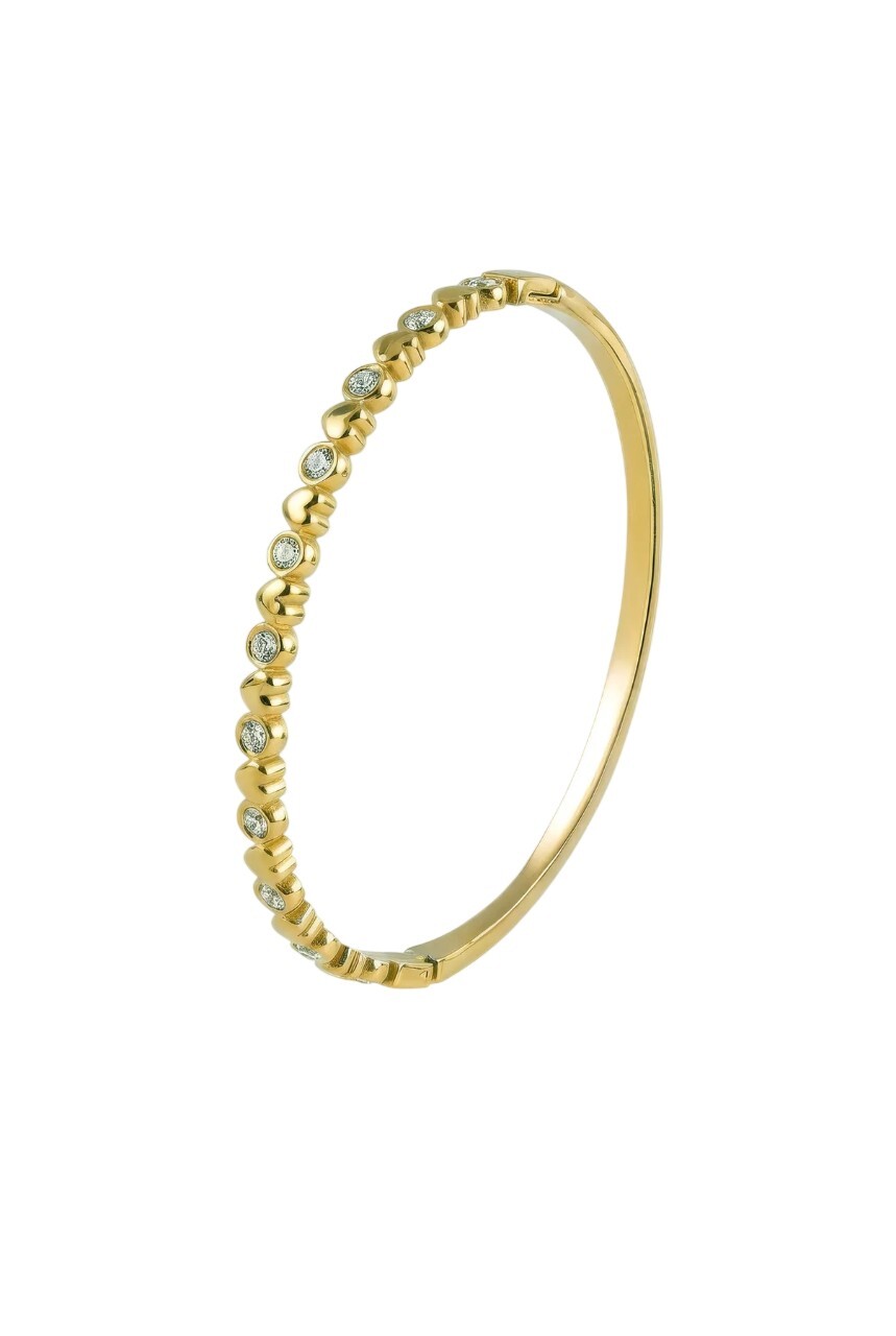 Marc Malone Elegantný pevný náramok s čírymi kryštálmi Nyra Gold MCB260845G