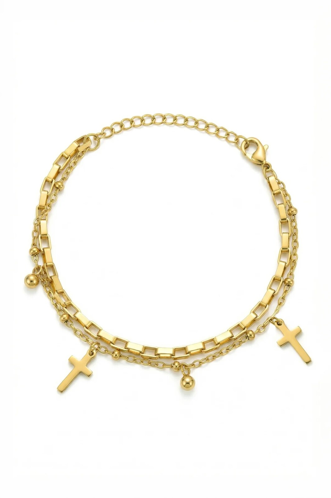 Marc Malone Pozlátený dvojitý náramok Leaf Gold MCB260614G