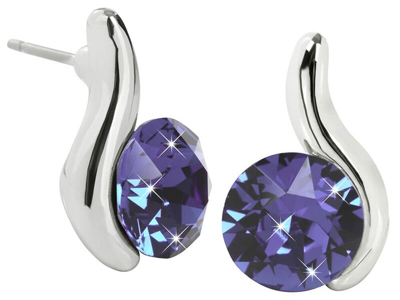 Levien Elegantné náušnice Chaton Wave Tanzanite