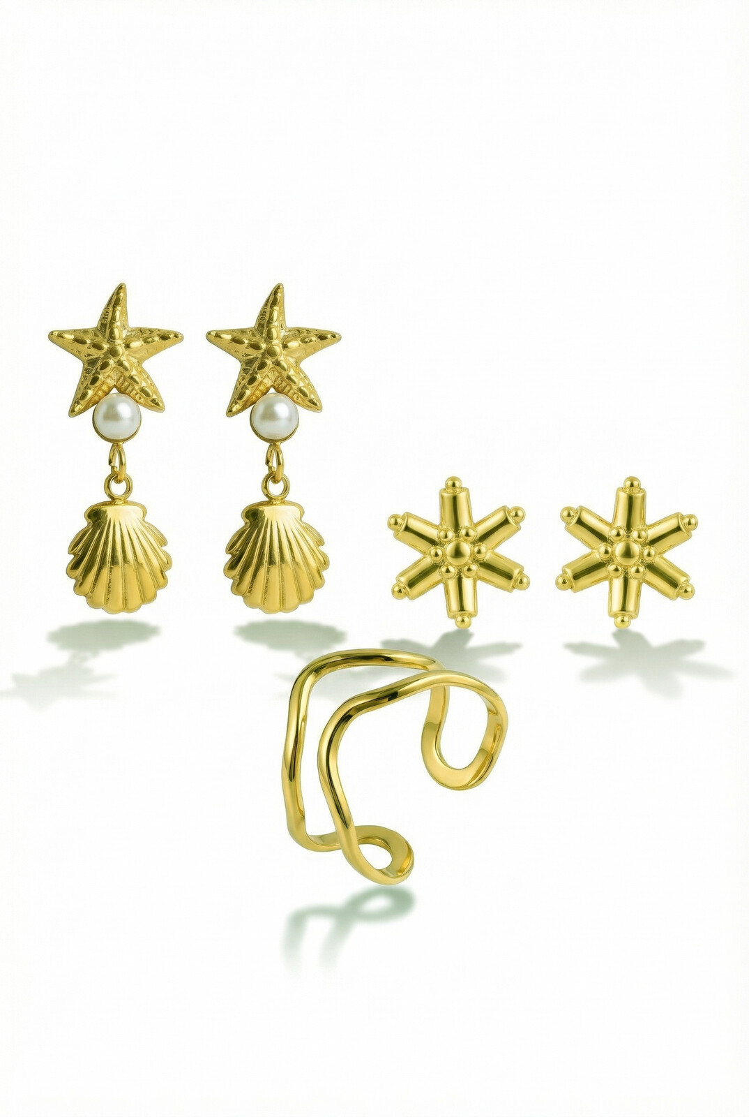 Victoria Walls Set pozlátených šperkov VWS260869G (prsteň, 2 x náušnice)