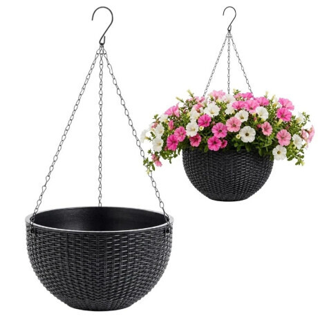 Livefy závesný kvetináč Flowers 26cm, čierny