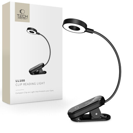 Tech-Protect LL100 LED lampa s klipom, čierna