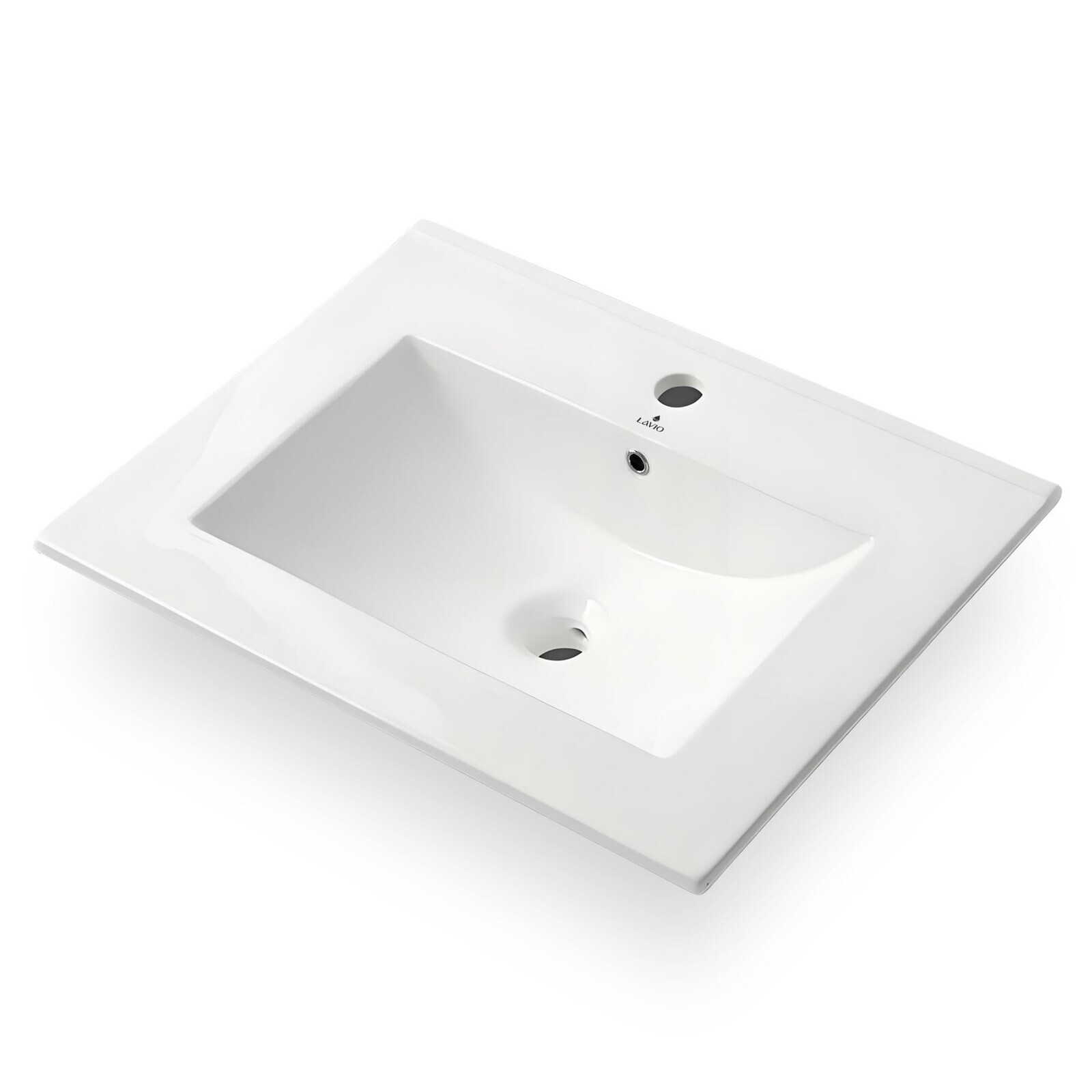 Zápustné keramické umyvadlo Nordis 61 cm lesklé bílé
