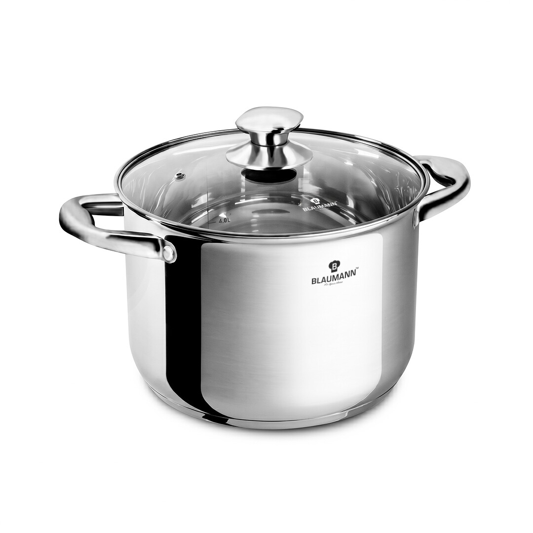 BLAUMANN - Hrniec nerezový 20cm a sklenená pokrievka 4,3L
