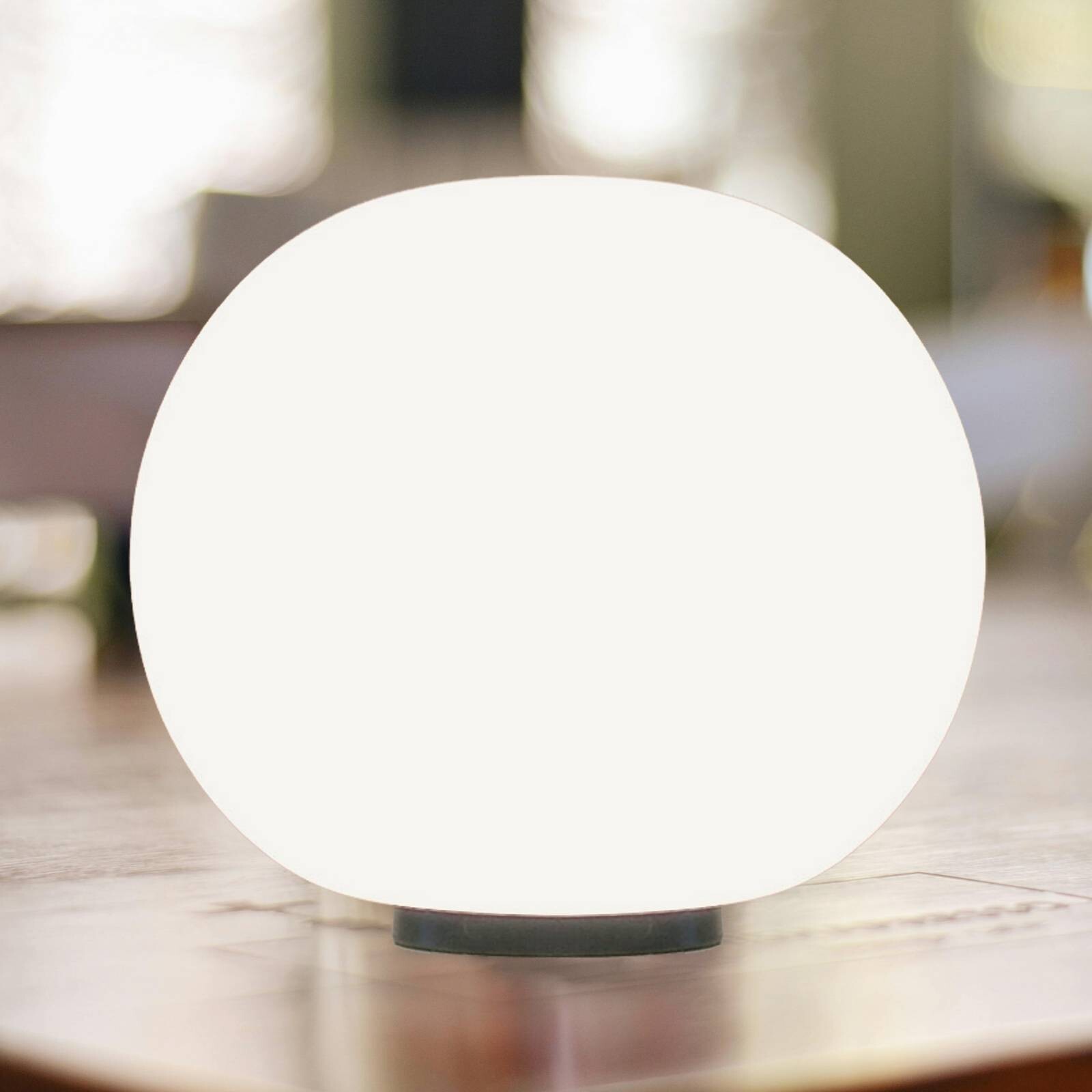 Stolová lampa Casablanca Acai, biela/čierna, sklo, Ø 21 cm, E27