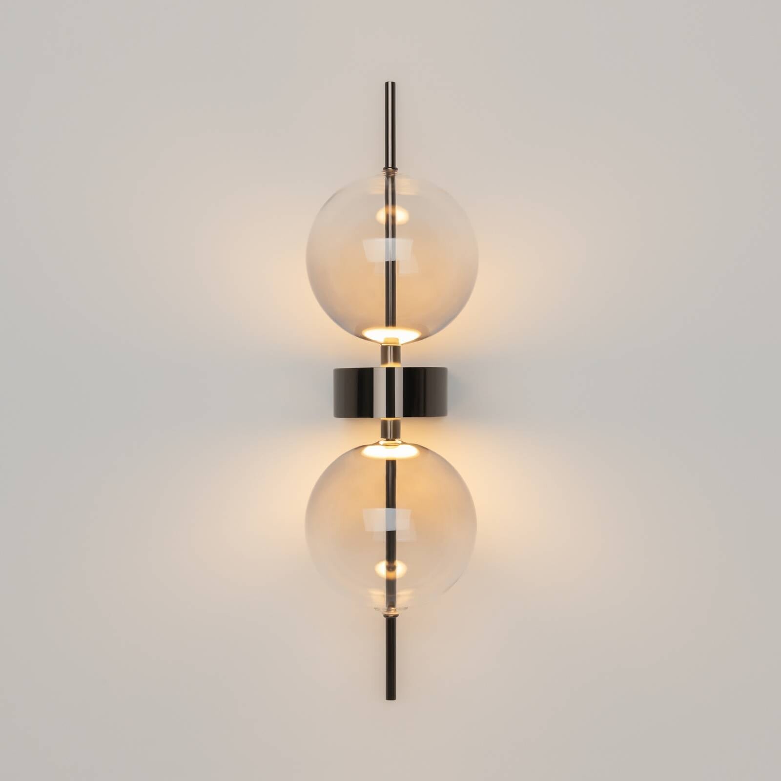 LED nástenné svetlo DOUBLE MOON, dymovo šedá, výška 43 cm, sklo