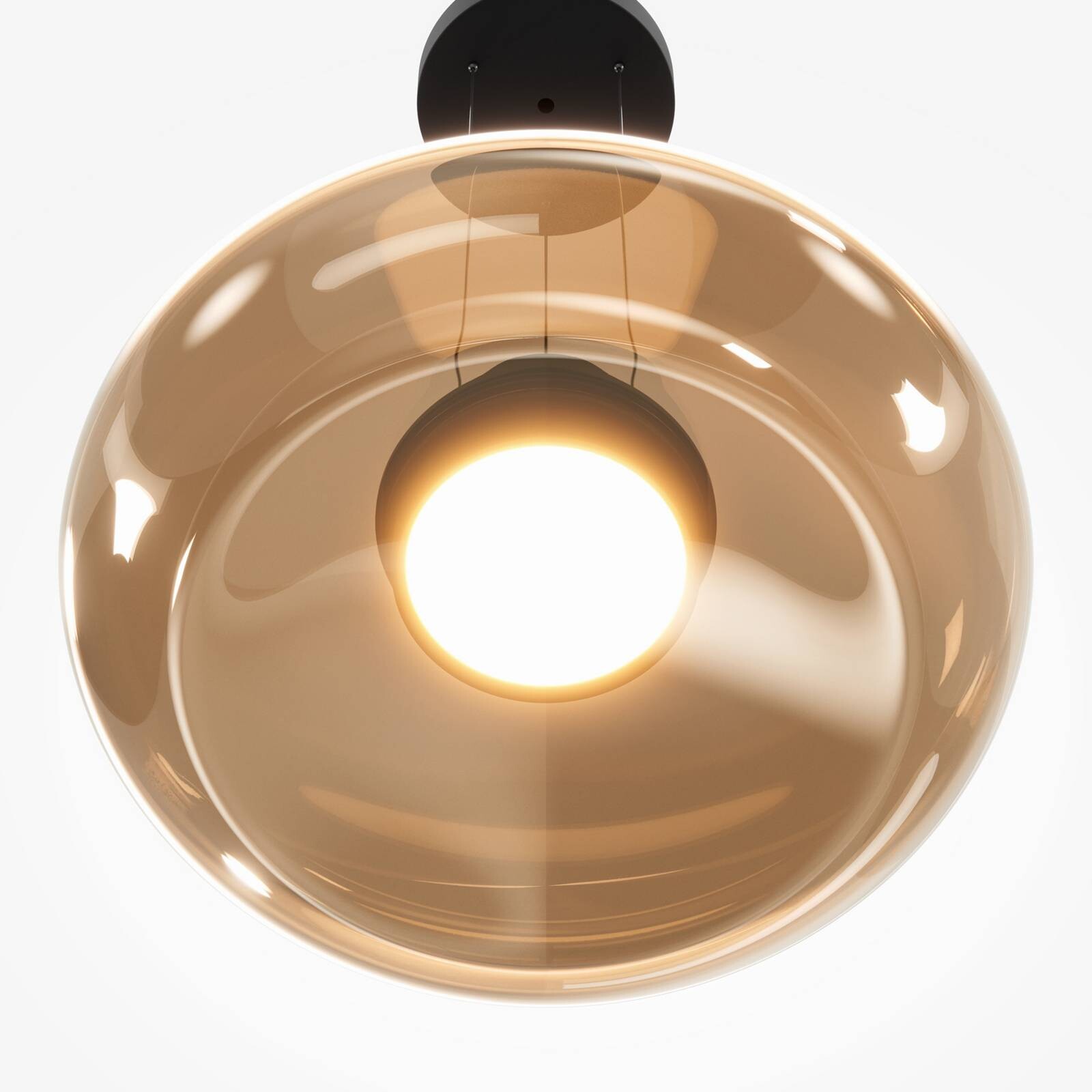 LED závesné svietidlo Bassa, olivovo zelené, Ø 45 cm, sklo, stmievateľné