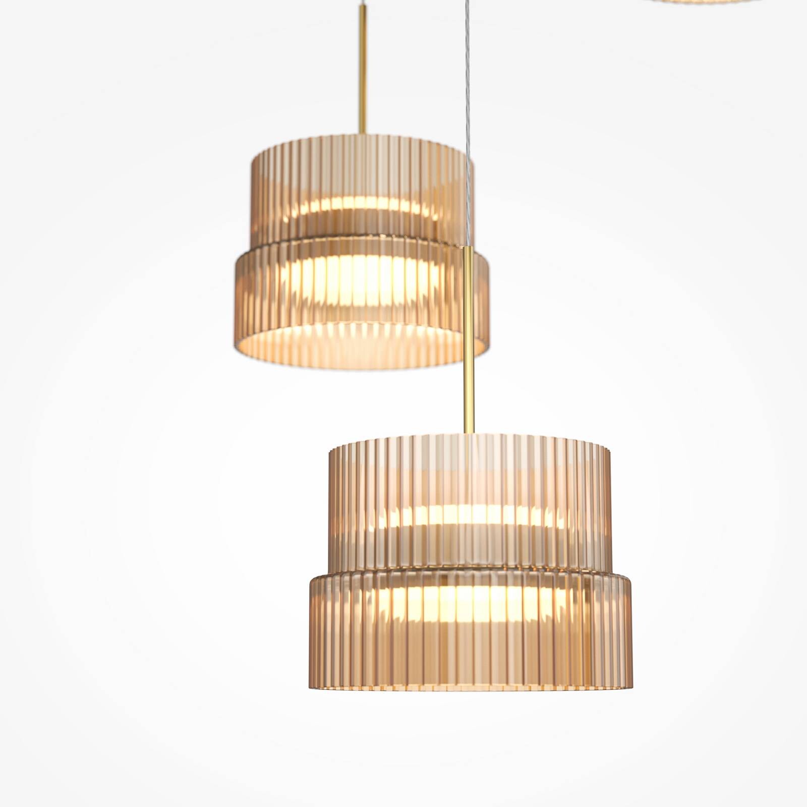 LED závesné svietidlo SCALA, hnedá/bronzová, Ø 40 cm, 3-pl. sklenené,