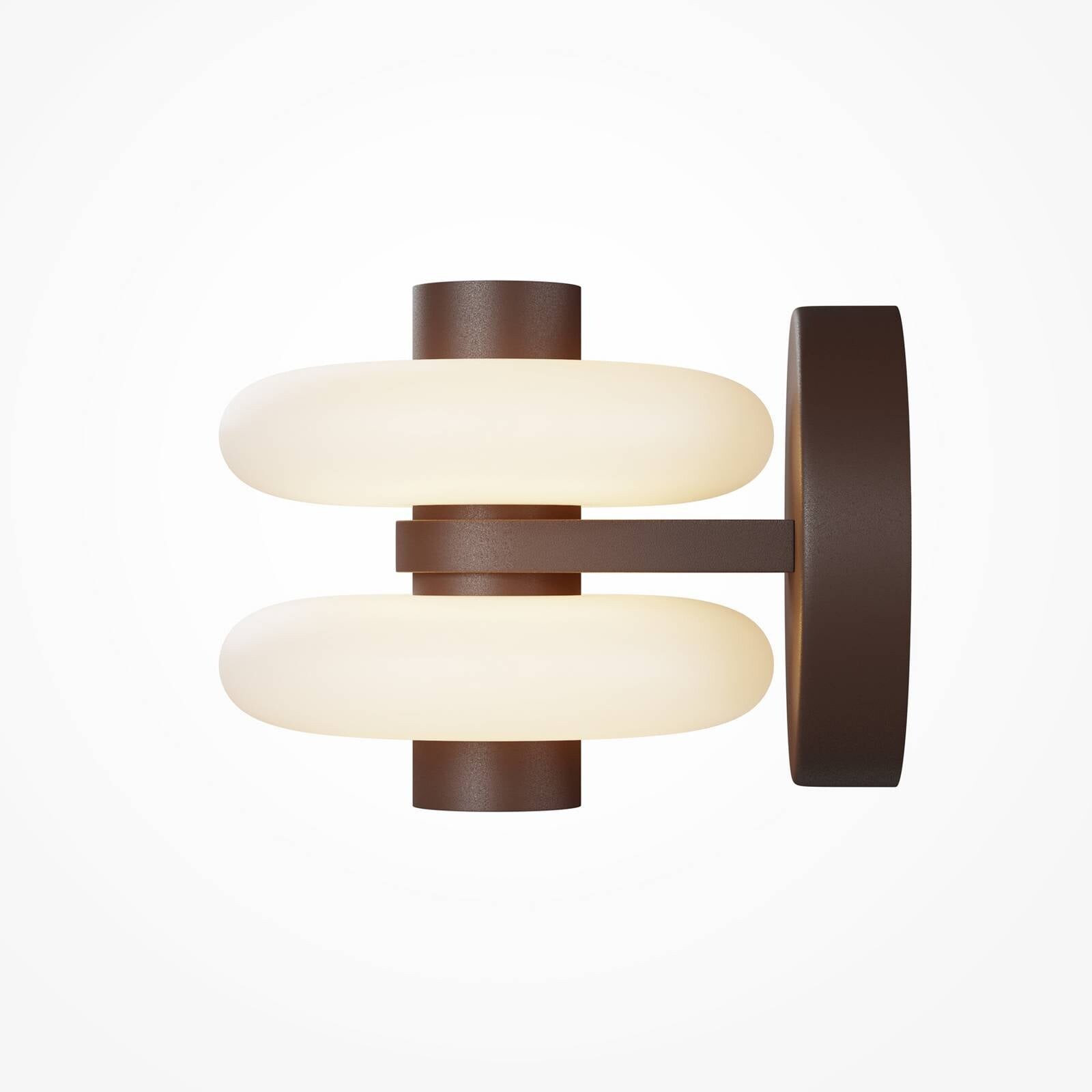 LED nástenné svetlo Nuvem, hnedá, opálové sklo, výška 15 cm, stmievateľné