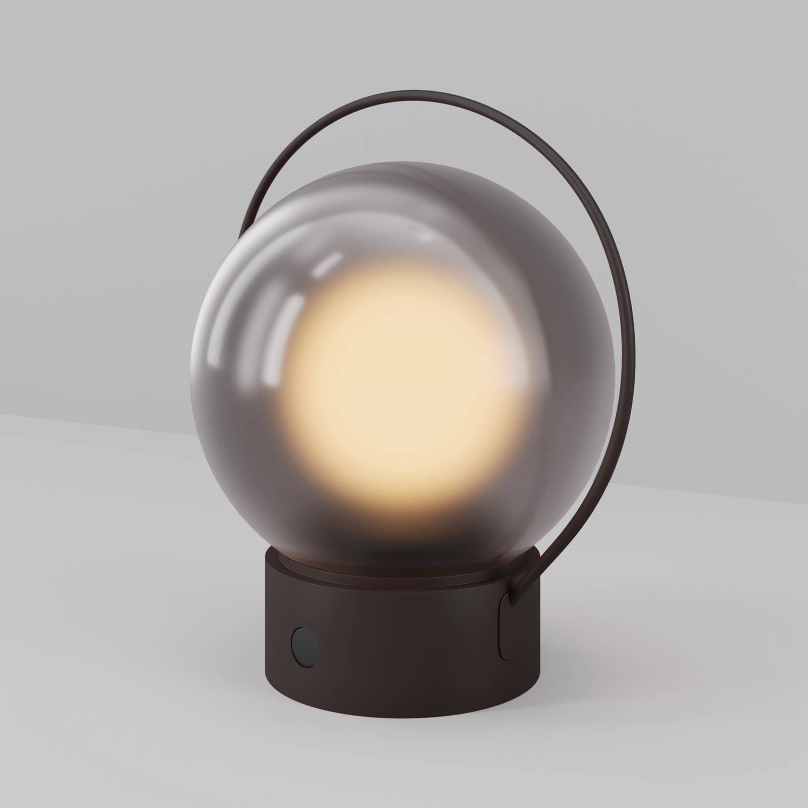 Stolová LED lampa na batérie Elyra, hnedá, výška 20 cm, IP54, stmievač