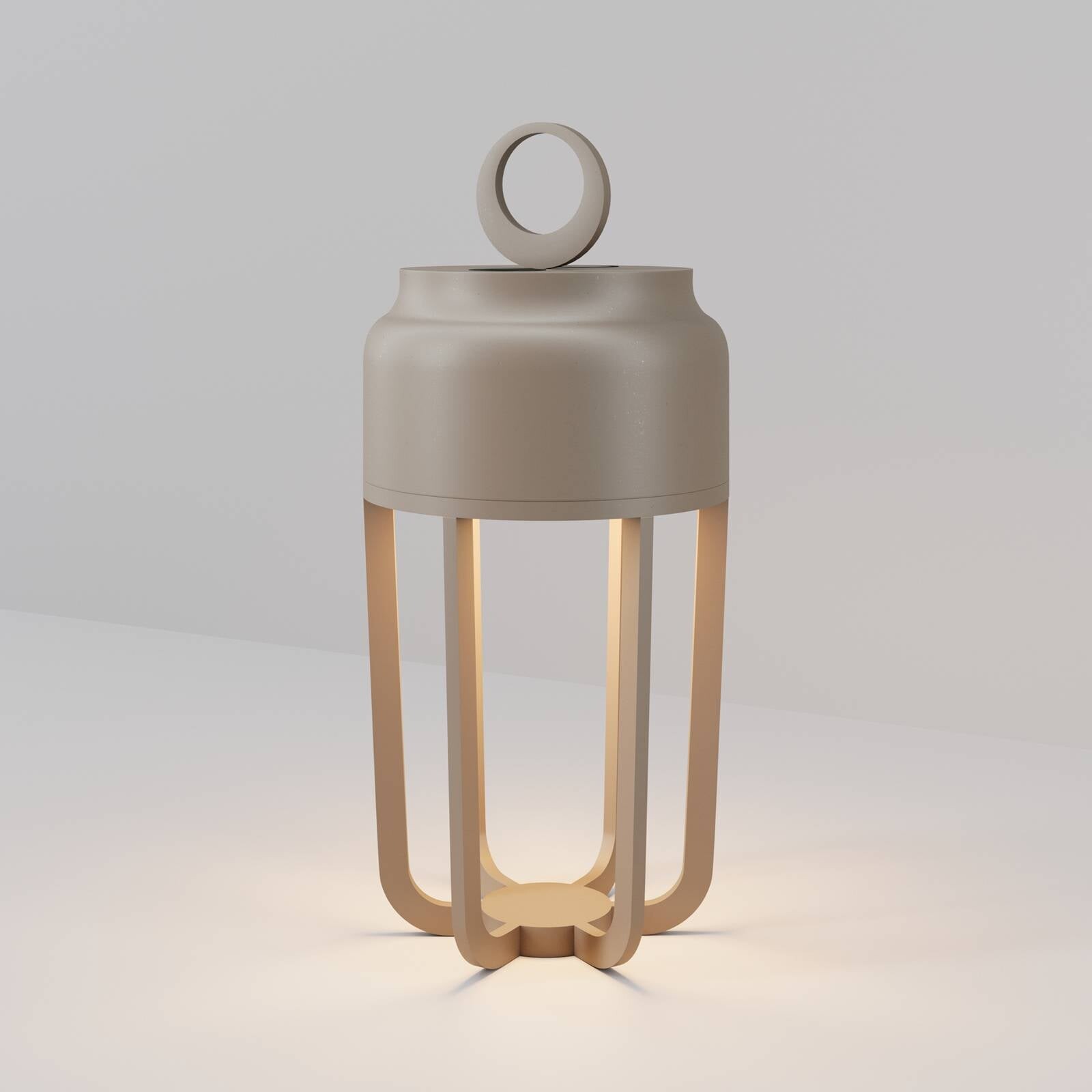 Stolová LED lampa na batérie Vetra, béžová, výška 22 cm, kovová, IP54,
