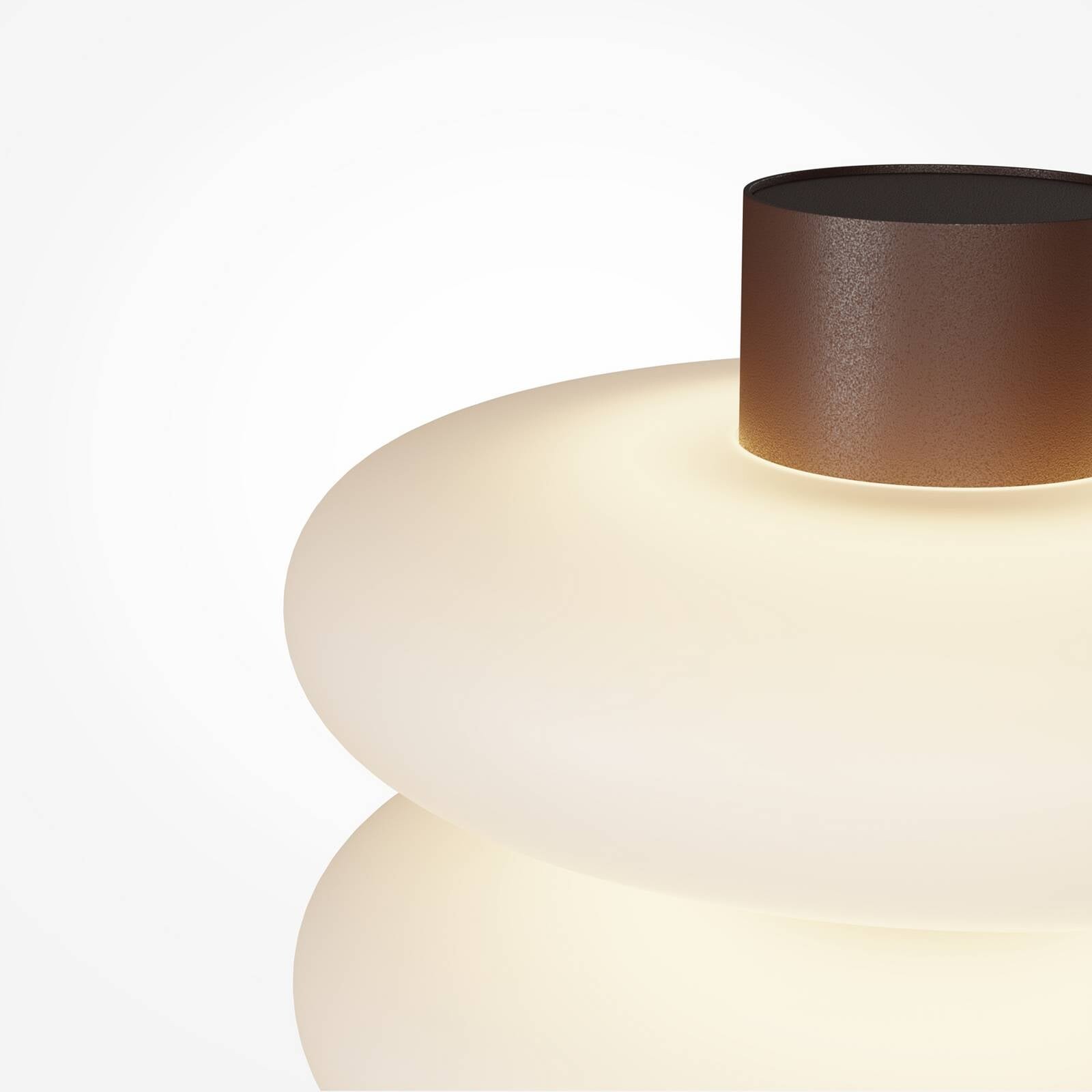 Stolová LED lampa Nuvem, hnedá, opálové sklo, výška 15 cm, stmievač