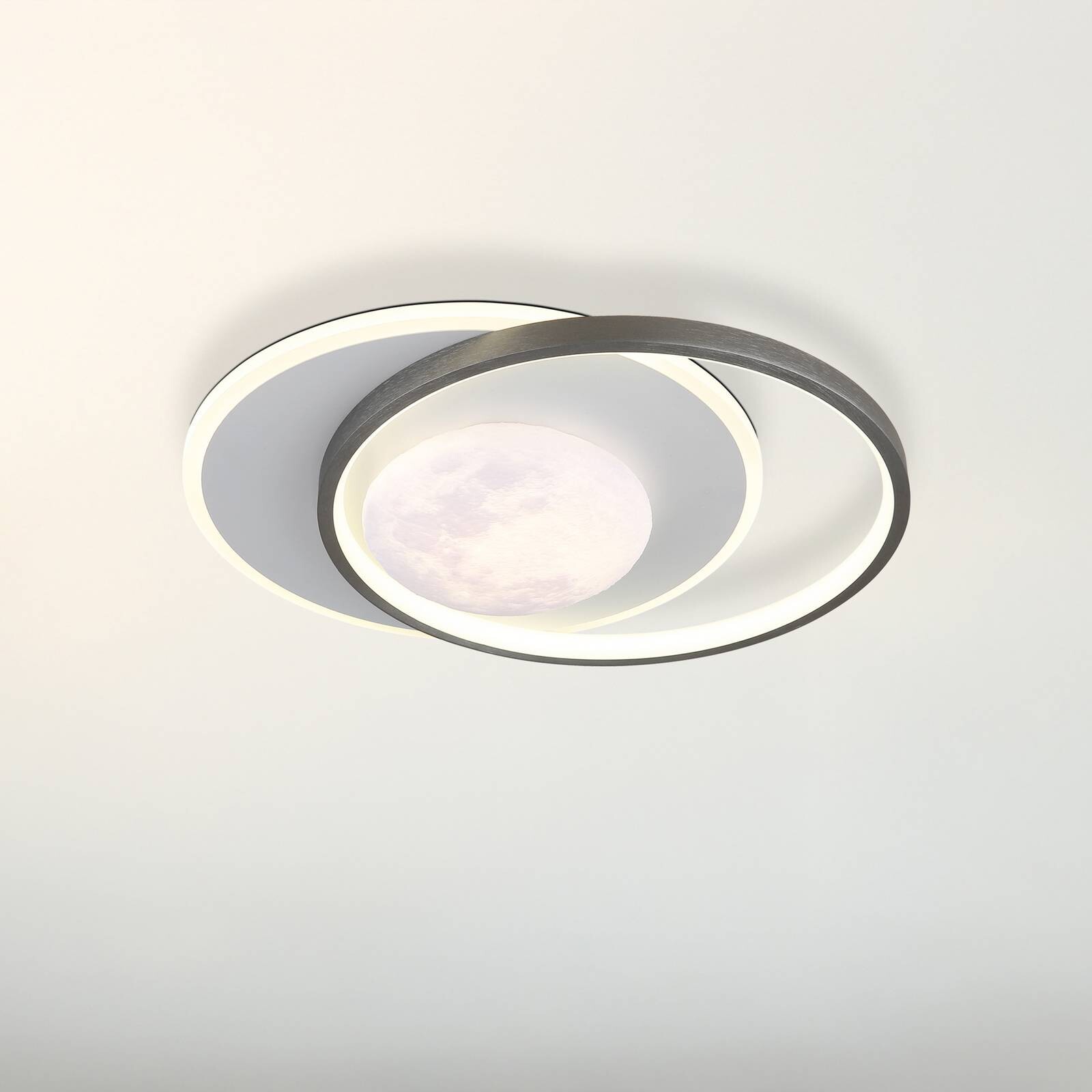 Stropné LED svetlo Moon, čierna/sivá, kov, 37 cm