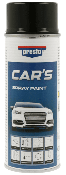 PRESTO CAR'S - Nitro-kombinačná farba na auto v spreji čierna polomatná, 0,4 L