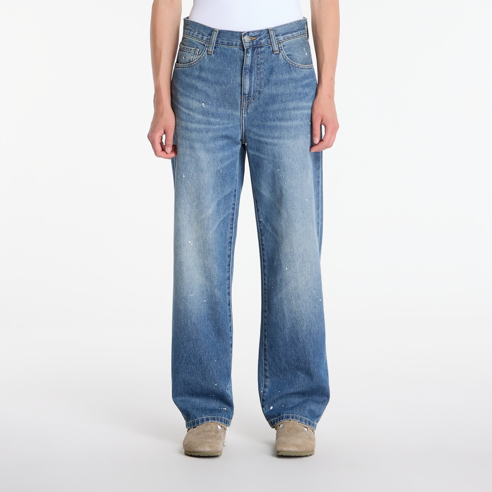 Džínsy Carhartt WIP W' Arin Pant Blue Destroy Wash, Splatter 29