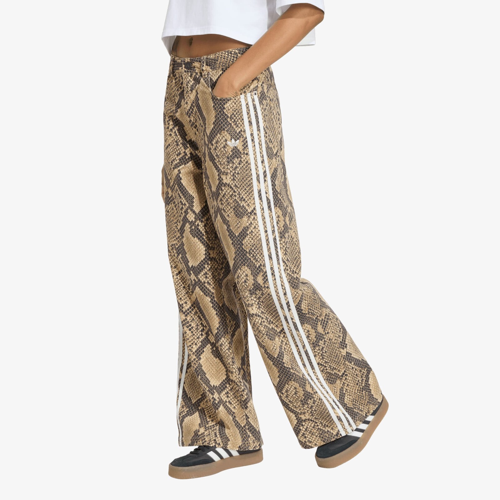 Kalhoty adidas Snake Print Denim Loose Pants Linen/ Magic Beige 28/32