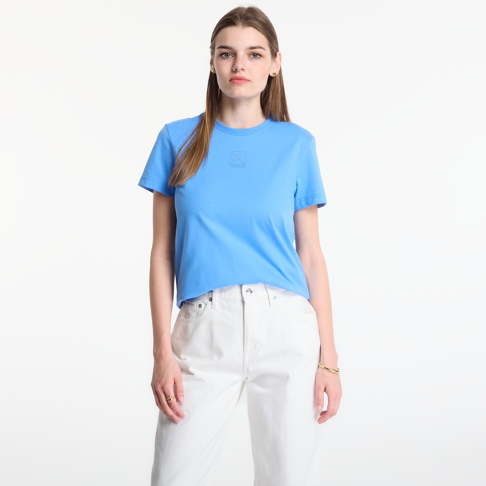 Tričko Calvin Klein Ss 20S Jersey Emblem Crew Tee Marina XS