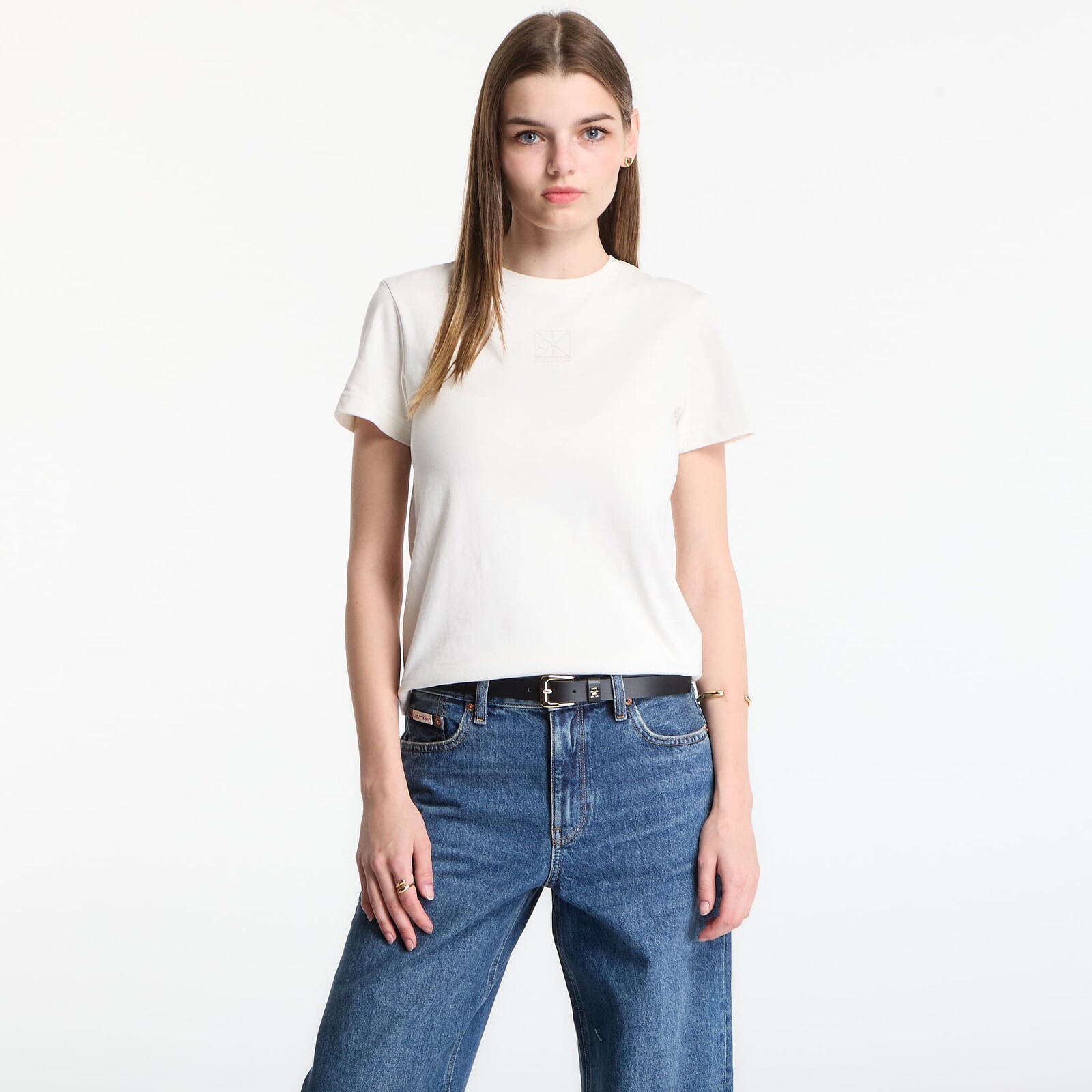 Tričko Calvin Klein Ss 20S Jersey Emblem Crew Tee Tofu S