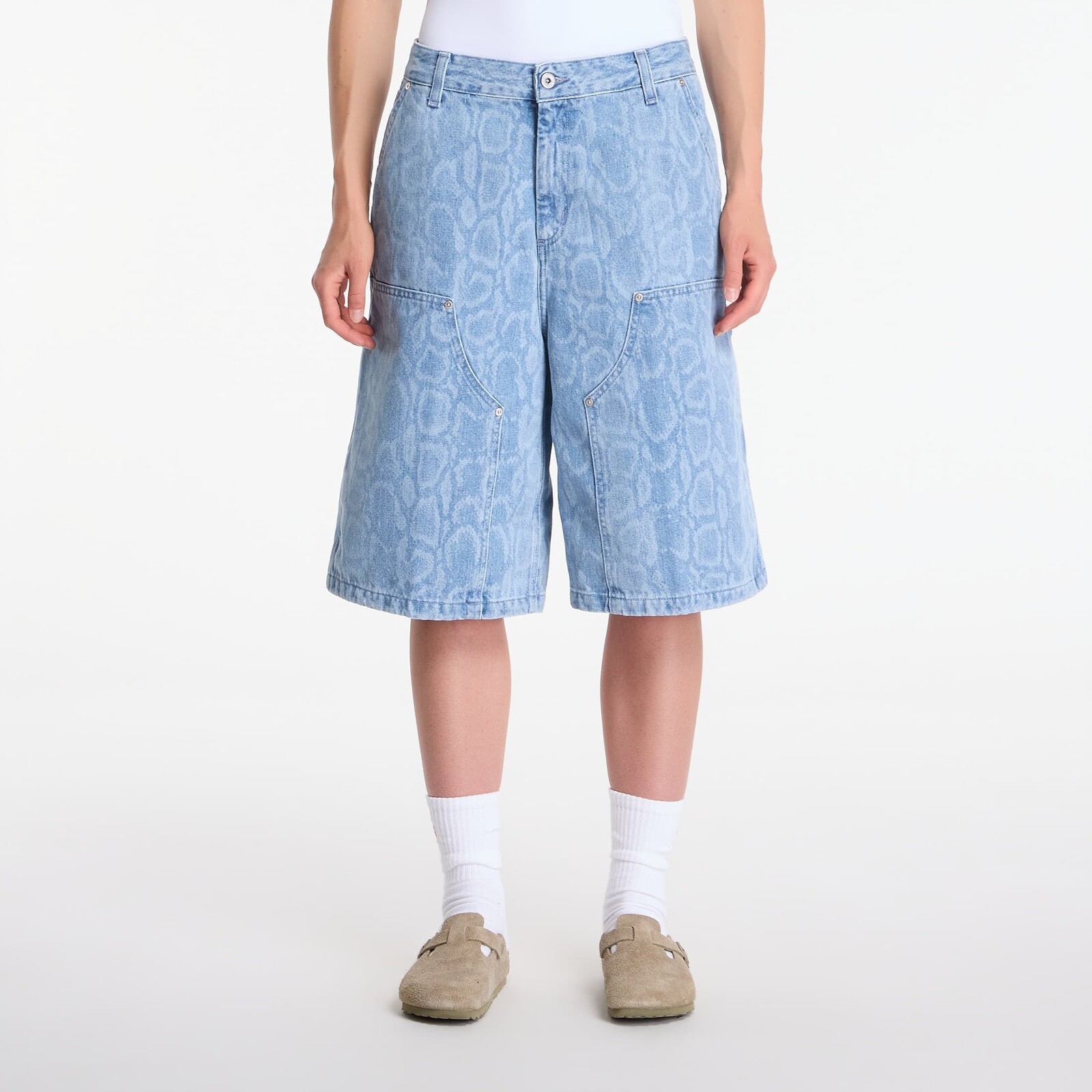 Šortky Carhartt WIP W' Snake Nixon Double Knee Short Snake Camo, Blue Bleached M