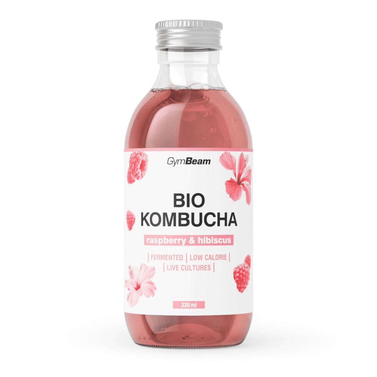 GYMBEAM BIO Kombucha malina & ibišok 330 ml