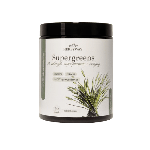 HERBYWAY Super Greens 5 zelených superpotravín +enzýmy