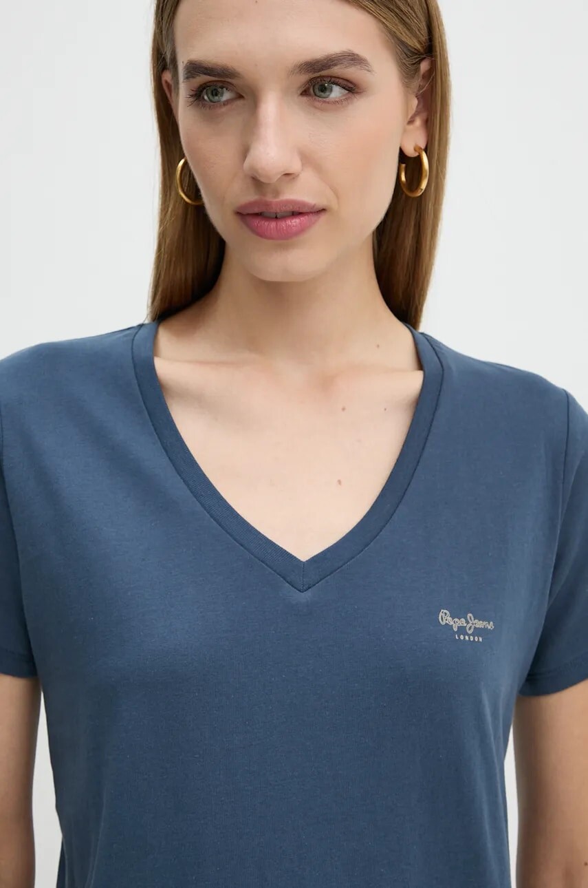 Bavlnené tričko Pepe Jeans FIORE V NECK