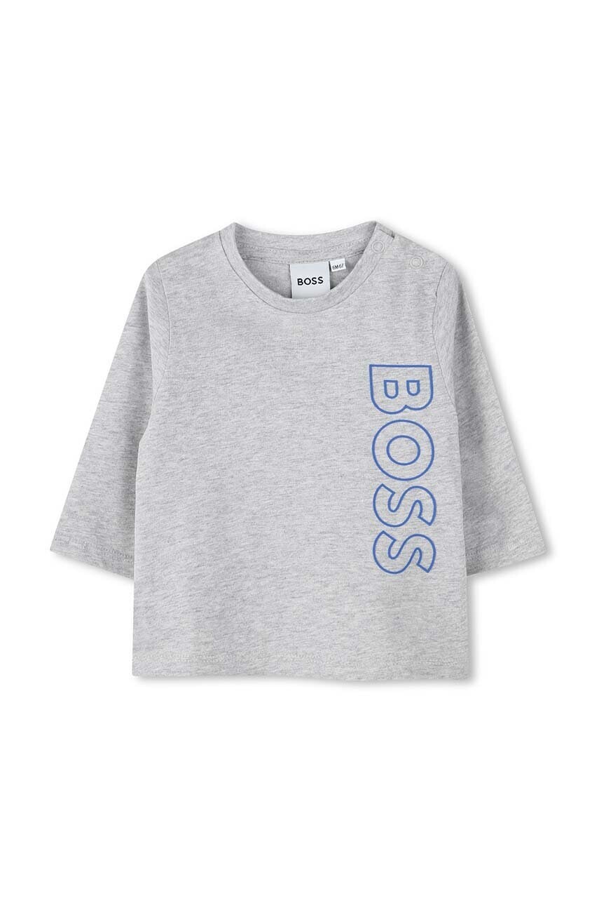 Detské bavlnené tričko s dlhým rukávom BOSS
