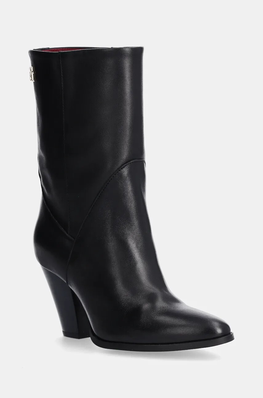 Kožené členkové topánky Tommy Hilfiger MID COWBOY HEEL LEATHER