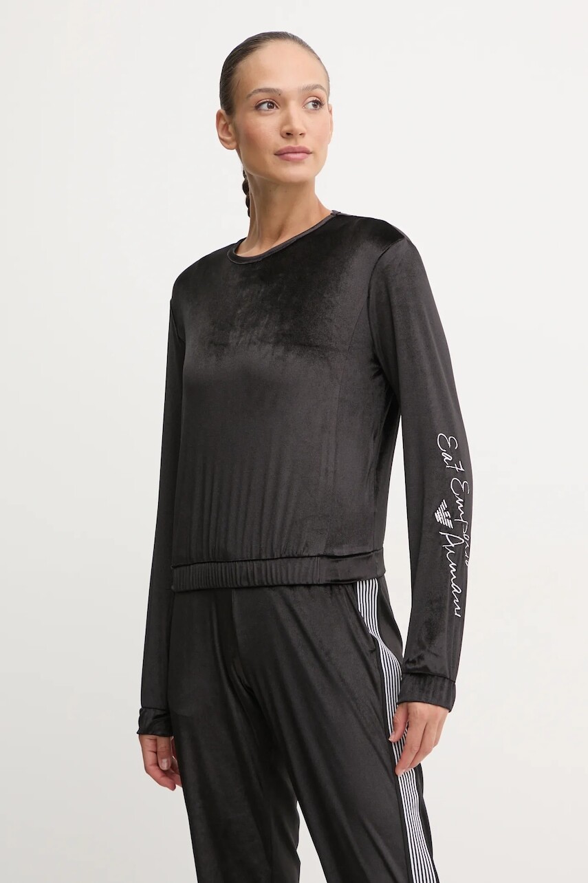 Velúrová mikina EA7 Emporio Armani