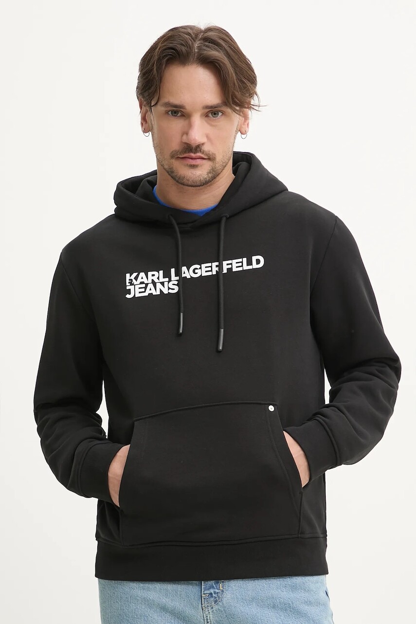Karl Lagerfeld Jeans mikina s kapucňou pánska s bavlnou