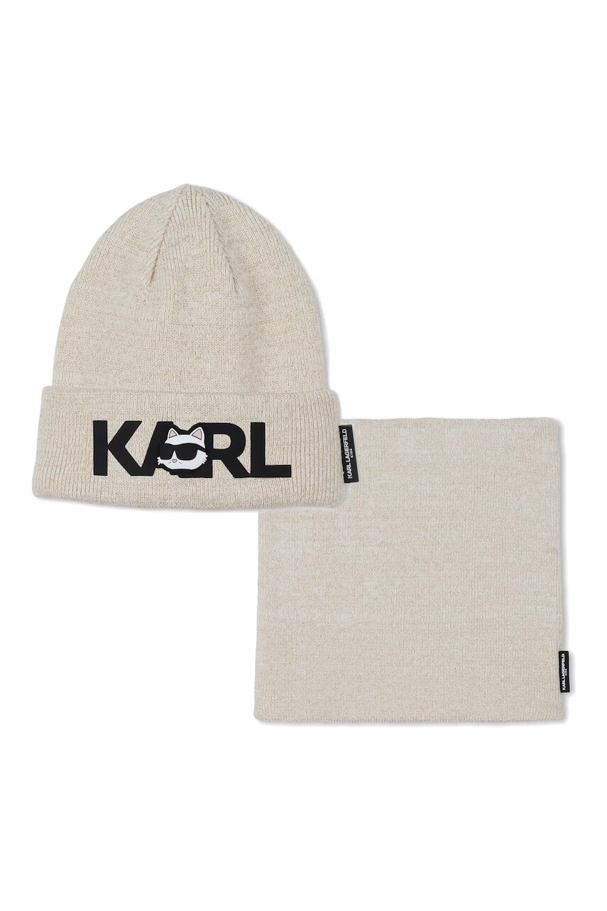 Detská bavlnená čiapka a šál Karl Lagerfeld