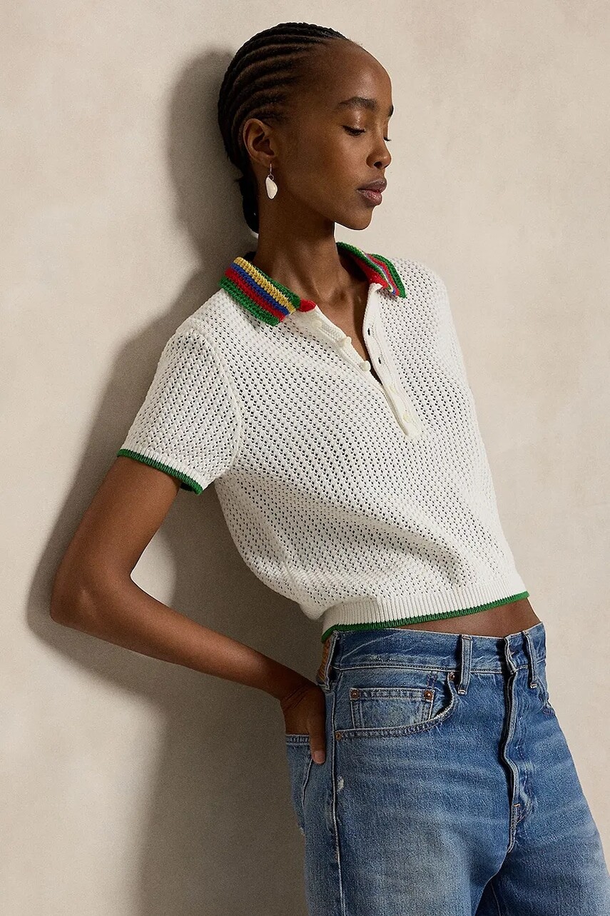Polo Ralph Lauren dámsky sveter s bavlnou COTTON BLEND-SWEATER-POLO