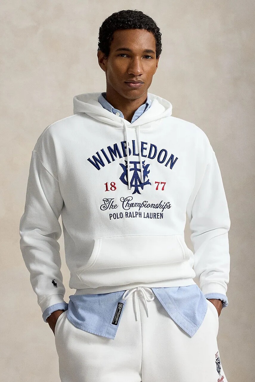 Polo Ralph Lauren mikina s kapucňou pánska bavlnená Wimbledon