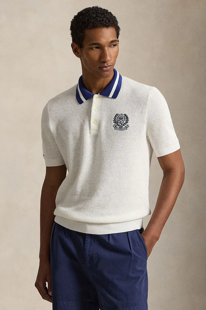 Polo Ralph Lauren sveter s krátkym rukávom pánsky bavlnený Wimbledon