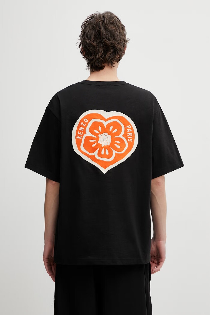 Kenzo tričko pánske bavlnené GOTS KENZO BOKE HEART OVERSIZE