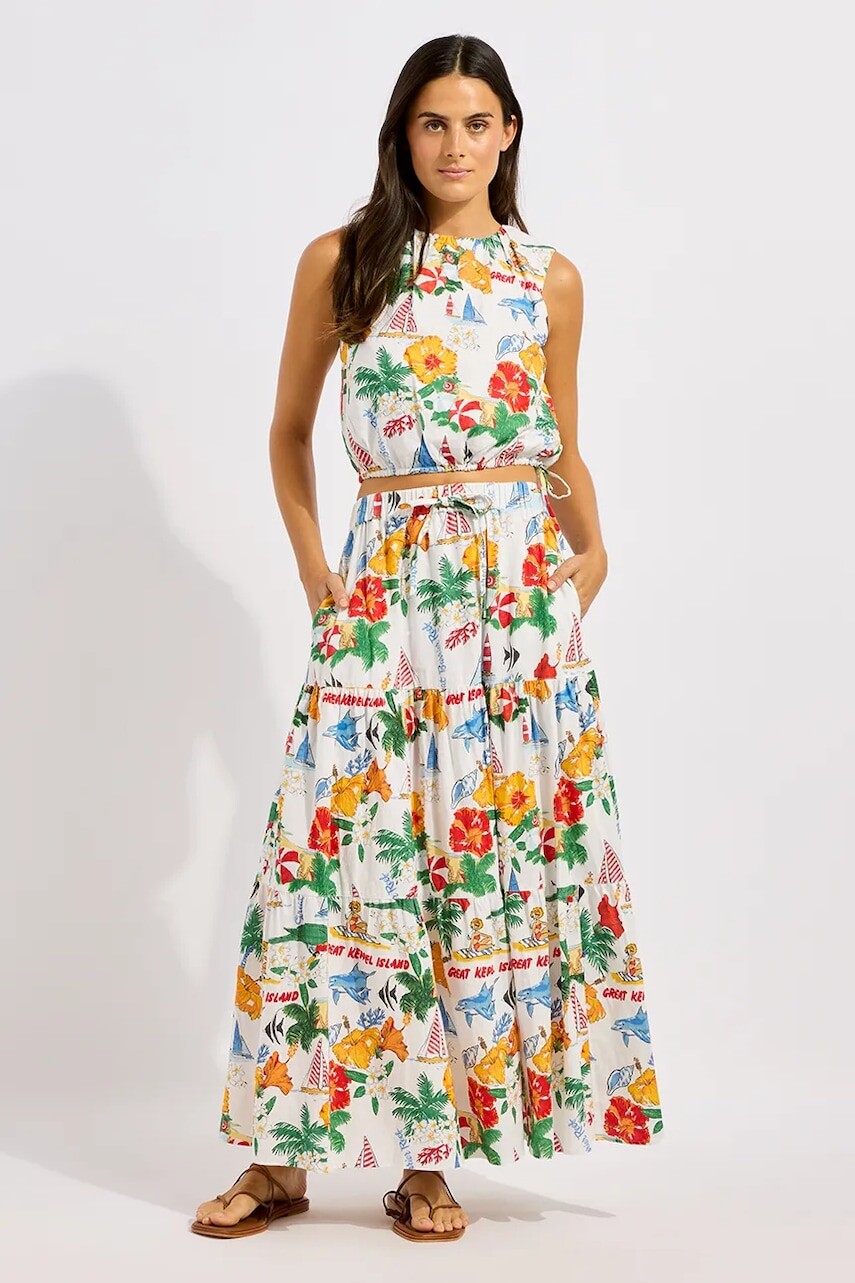 Seafolly top dámsky s ľanom Drawcord